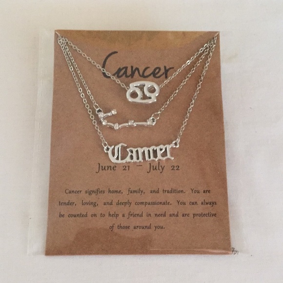 ๐50% OFF/3+...โ 3-piece zodiac Cancer link chain necklace set (Silver tone) - Picture 2 of 6